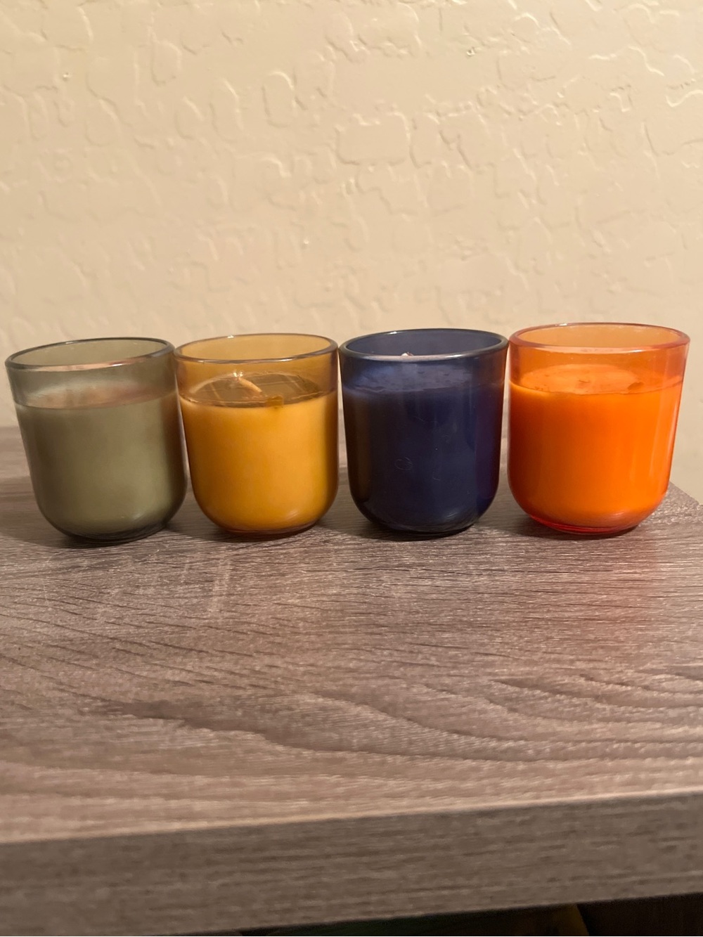 Target Bullseye Votive Candles Fall Autumn Thanks Pumpkin Glass Green Blue NWT - Picture 5 of 5